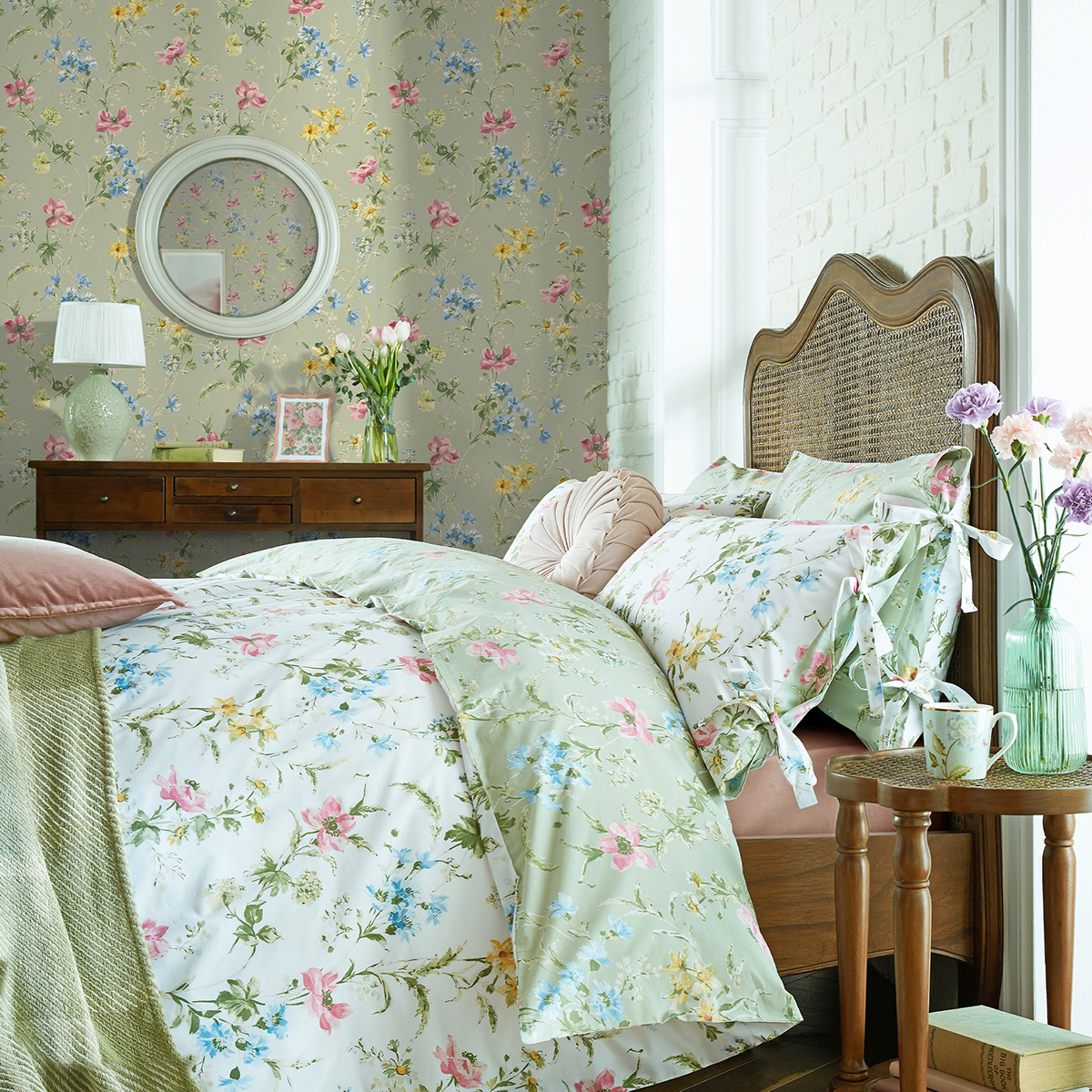 Tapet Laura Ashley Poppy Meadow Grön