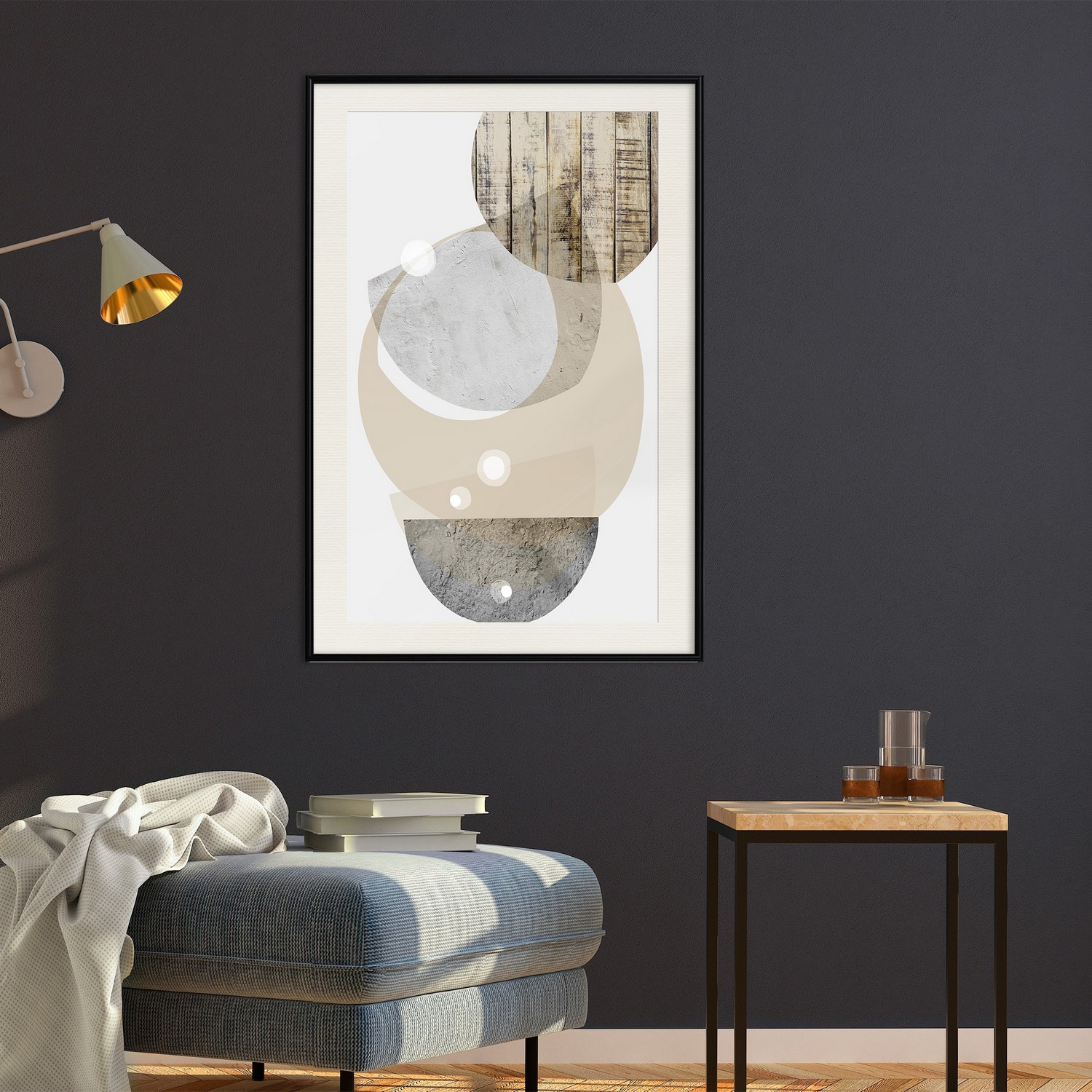 Affisch - Beige Fusion [Poster] 30x45 Svart ram med passepartout, 30x45 cm