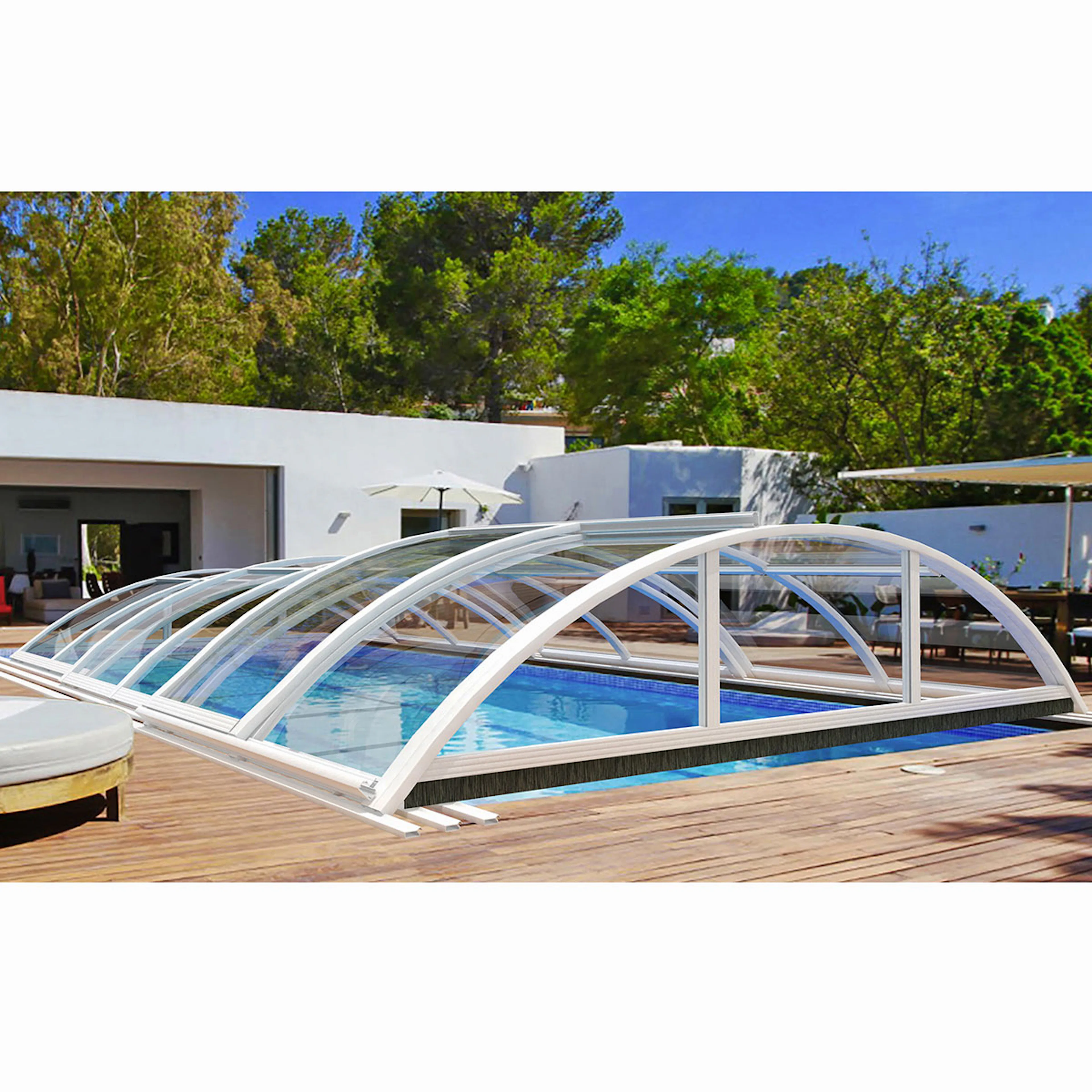 Pooltak 4x8m, 4 mm klar kanalplast, Alu Färg Silver