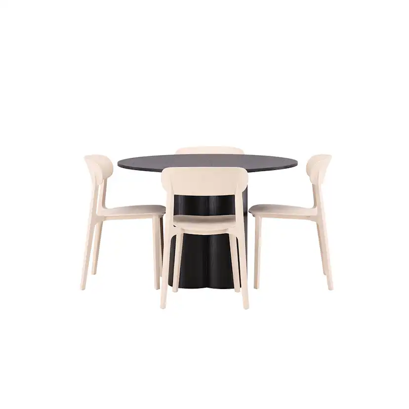 Matgrupp Venture Home Olivia Ø 110 cm med 4 Åstol Stolar
