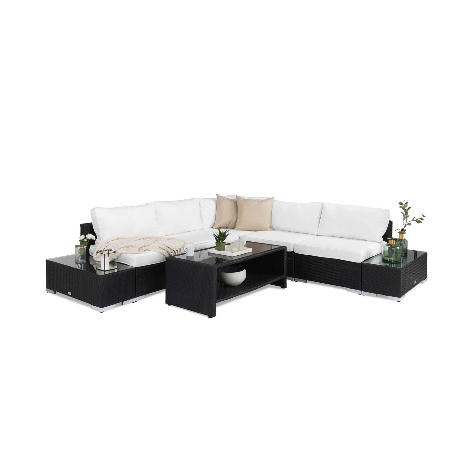 Loungegrupp Comfort Garden Bahamas 5-sits Hörn med 2 Avslut och Bord med Hylla
