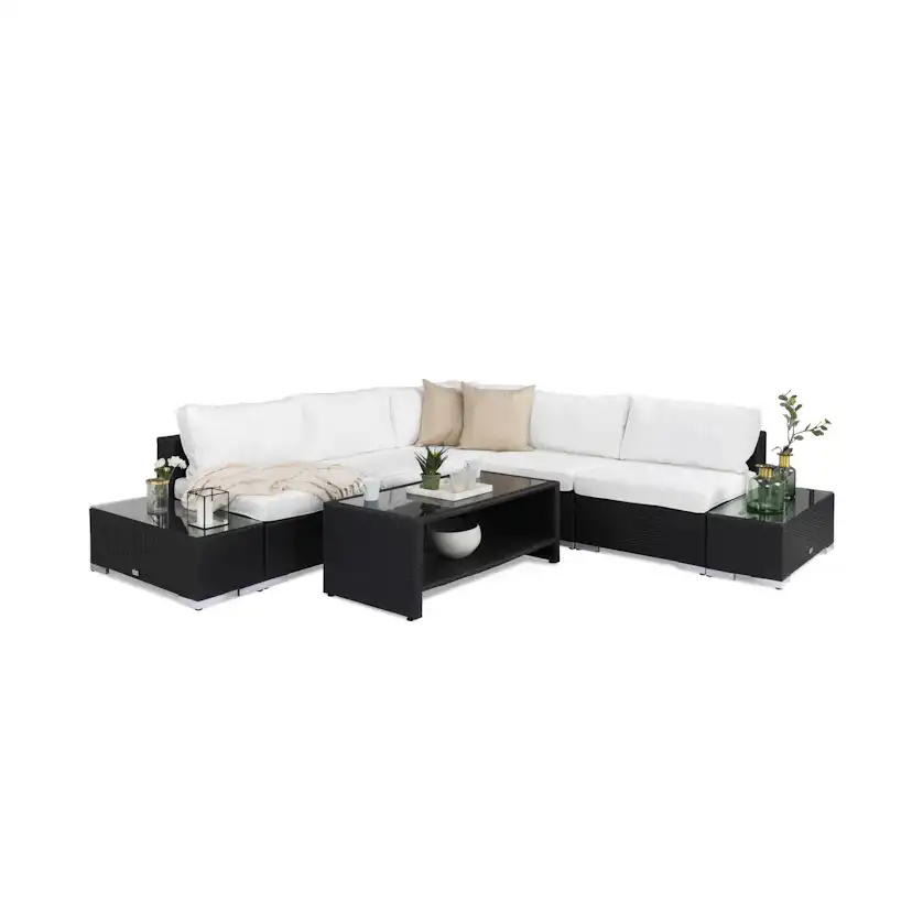 Loungegrupp Comfort Garden Bahamas 5-sits Hörn med 2 Avslut och Bord med Hylla