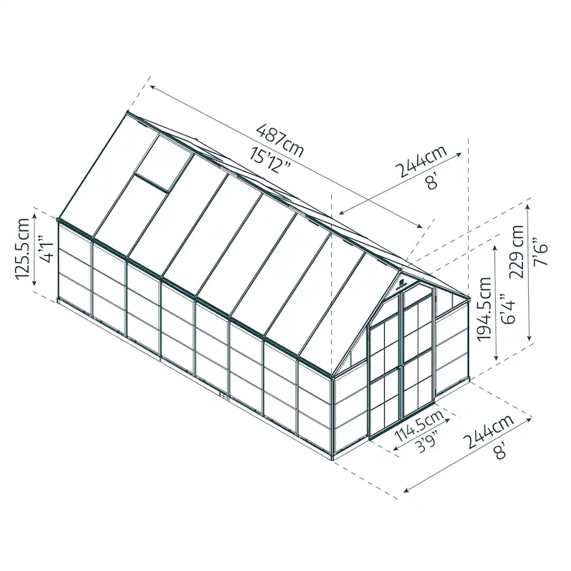 Canopia Cristalwall växthus 11.9 m² Silver Aluminium