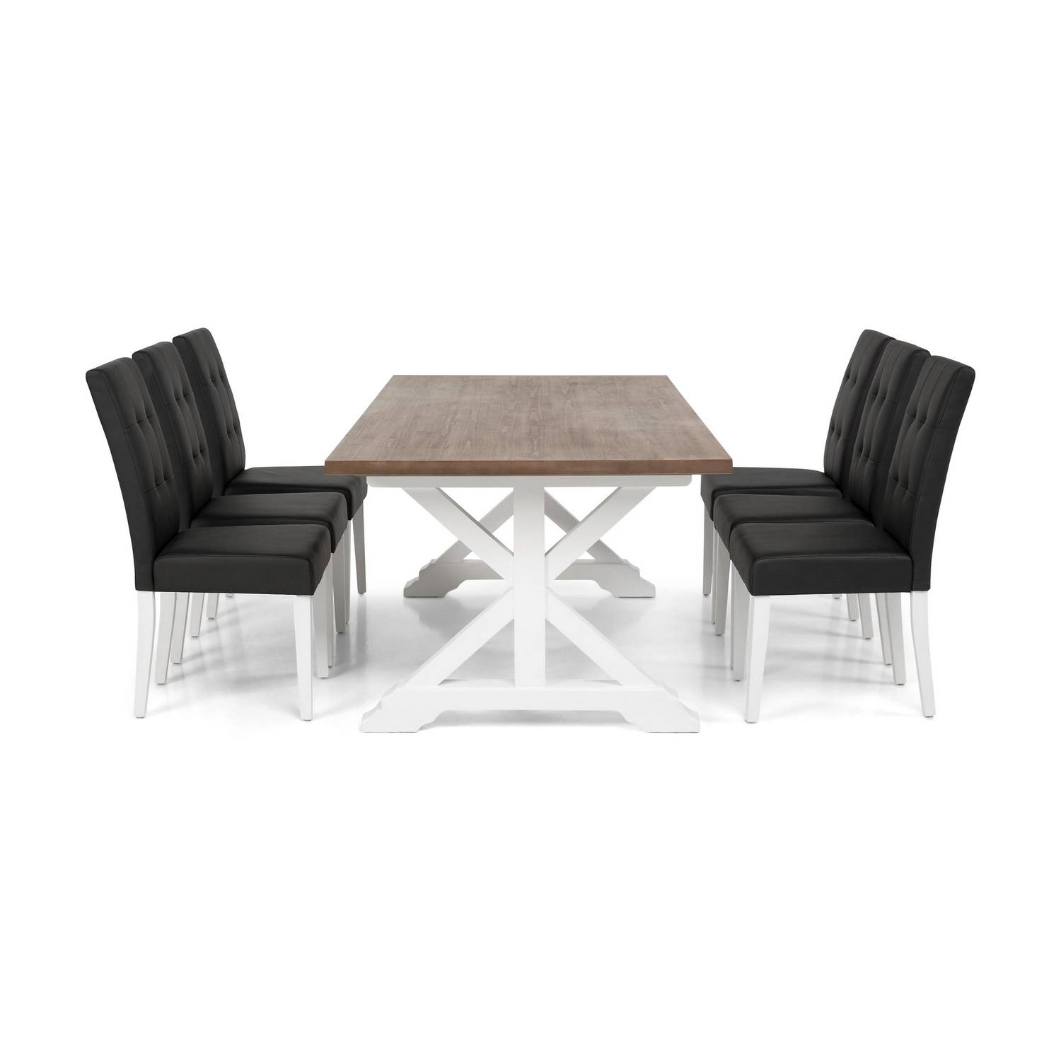 Matgrupp Bloomington Lyon Rektangulärt Matbord 200-290 cm Förlängningsbartt med 6 Viktor Matstol