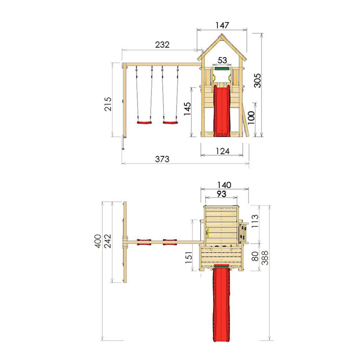 Lektorn Jungle Gym Cubby inkl. Swing Modul X'tra och rutschkana
