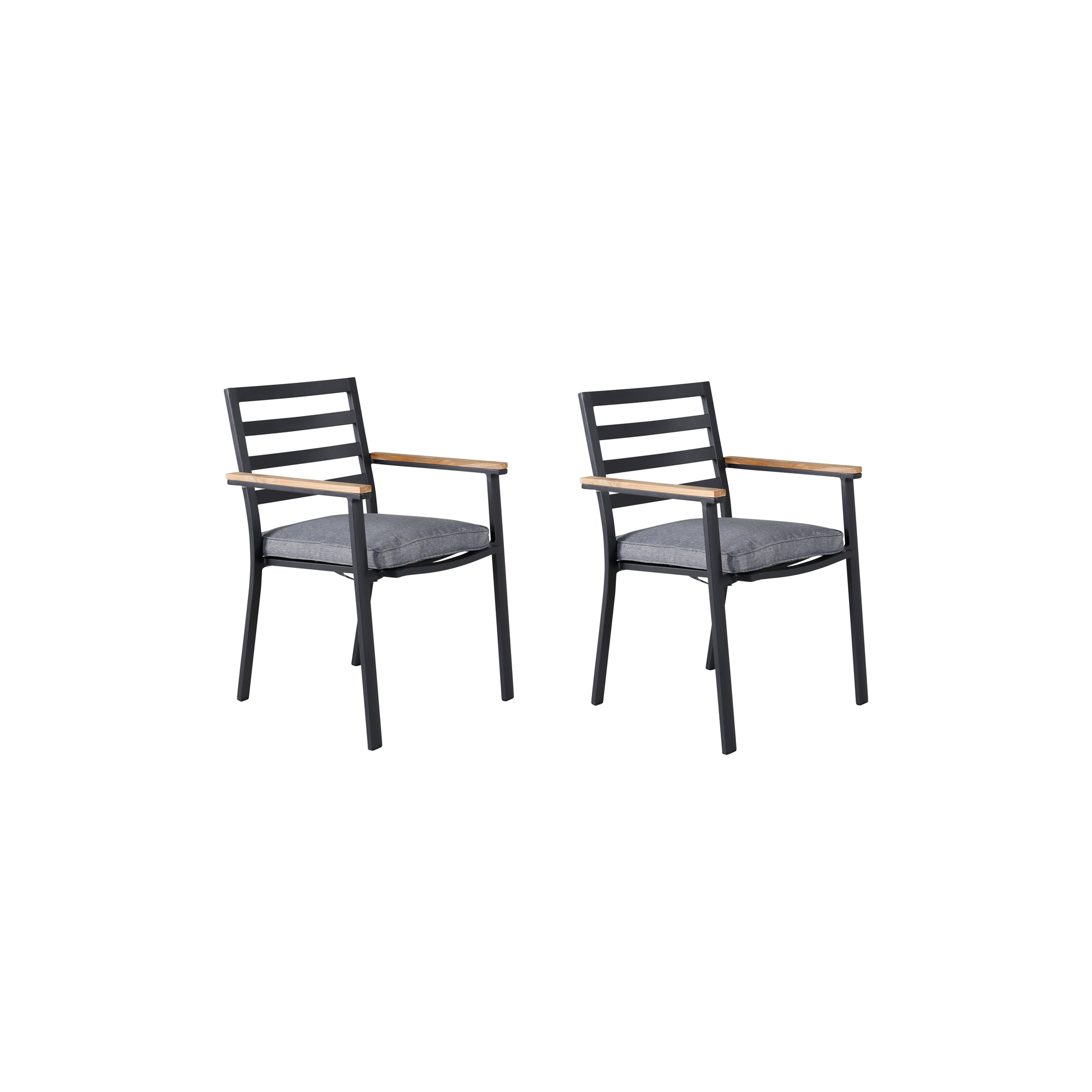 Brasilia Karmstol (stapelbar) - Svart Alu / Teak Svart