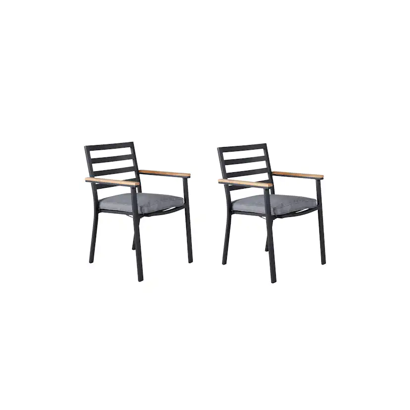Brasilia Karmstol (stapelbar) - Svart Alu / Teak Svart