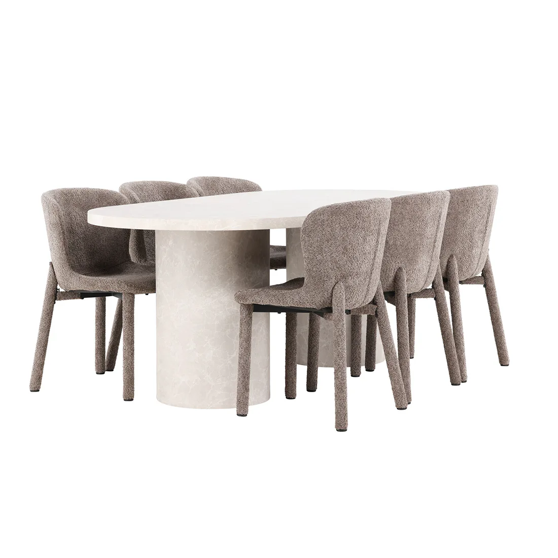 Narvik Table - Beige with 6 Astoria Chair - Brown Färg: Beige