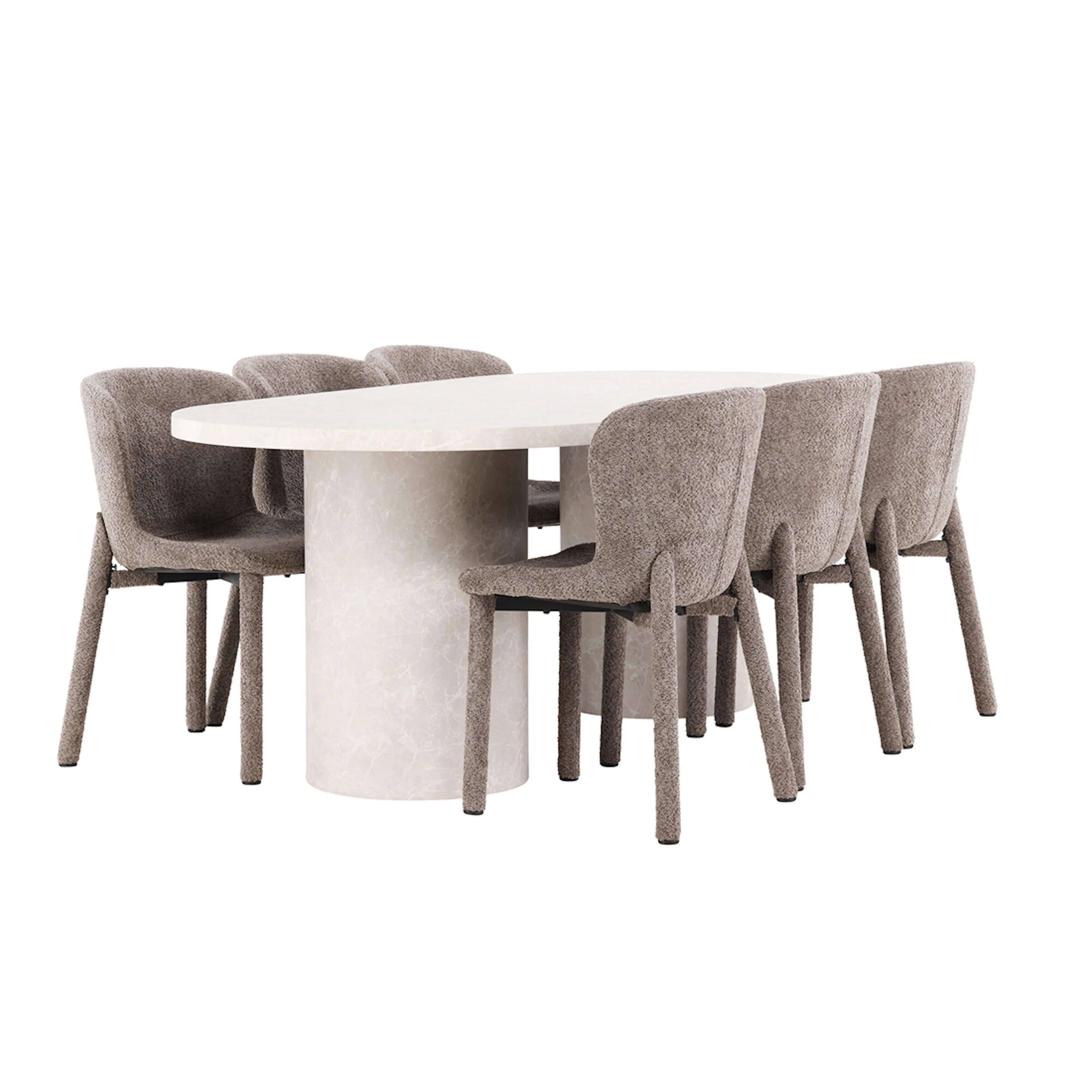 Narvik Table - Beige with 6 Astoria Chair - Brown Färg: Beige