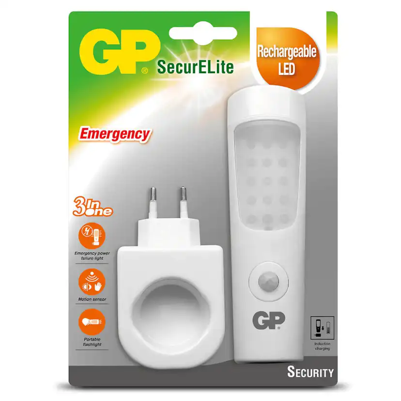 Ficklampa GP Batteries SecurELite 3in1 Uppladdningsbar Inklusive Nödbelysning Vit