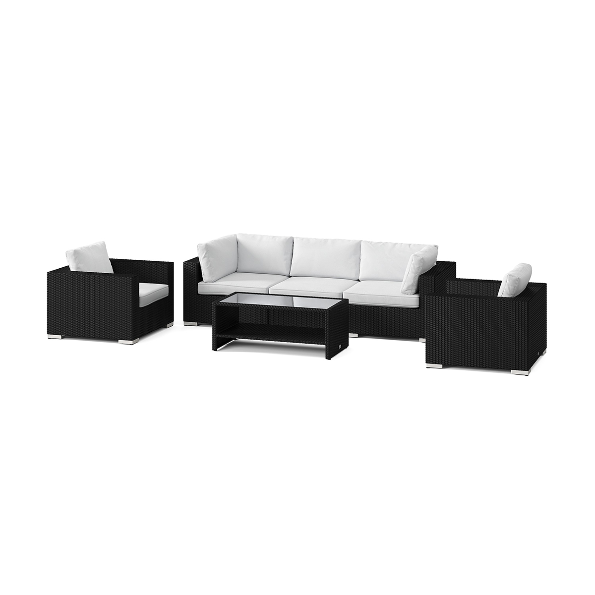 Loungegrupp Comfort Garden Bahamas utomhus soffgrupp 5-sits med två fåtöljer och bord med hylla