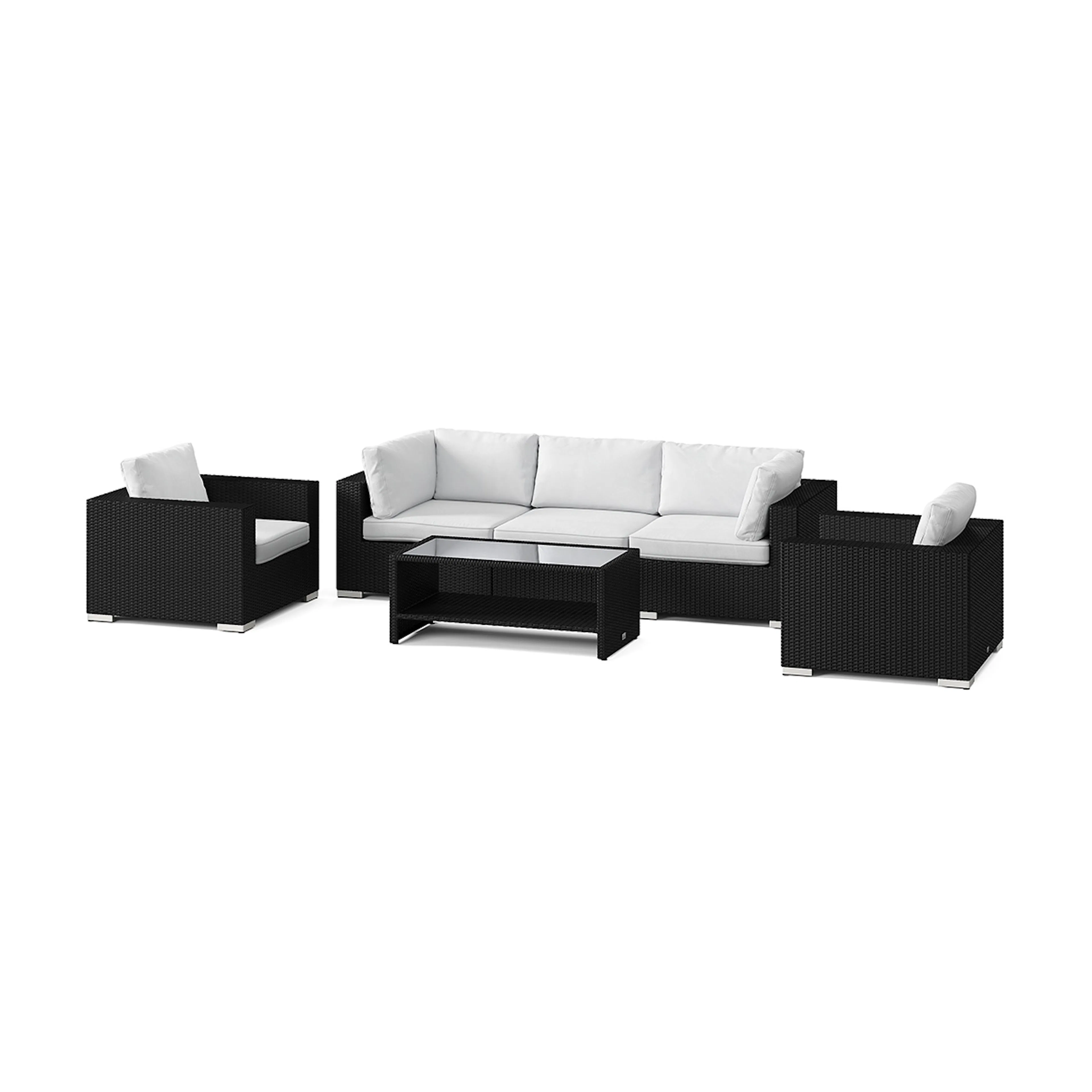 Loungegrupp Comfort Garden Bahamas utomhus soffgrupp 5-sits med två fåtöljer och bord med hylla