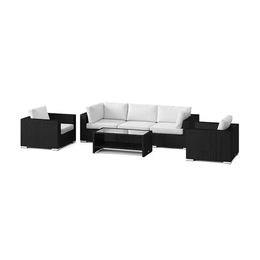 Loungegrupp Comfort Garden Bahamas utomhus soffgrupp 5-sits med två fåtöljer och bord med hylla
