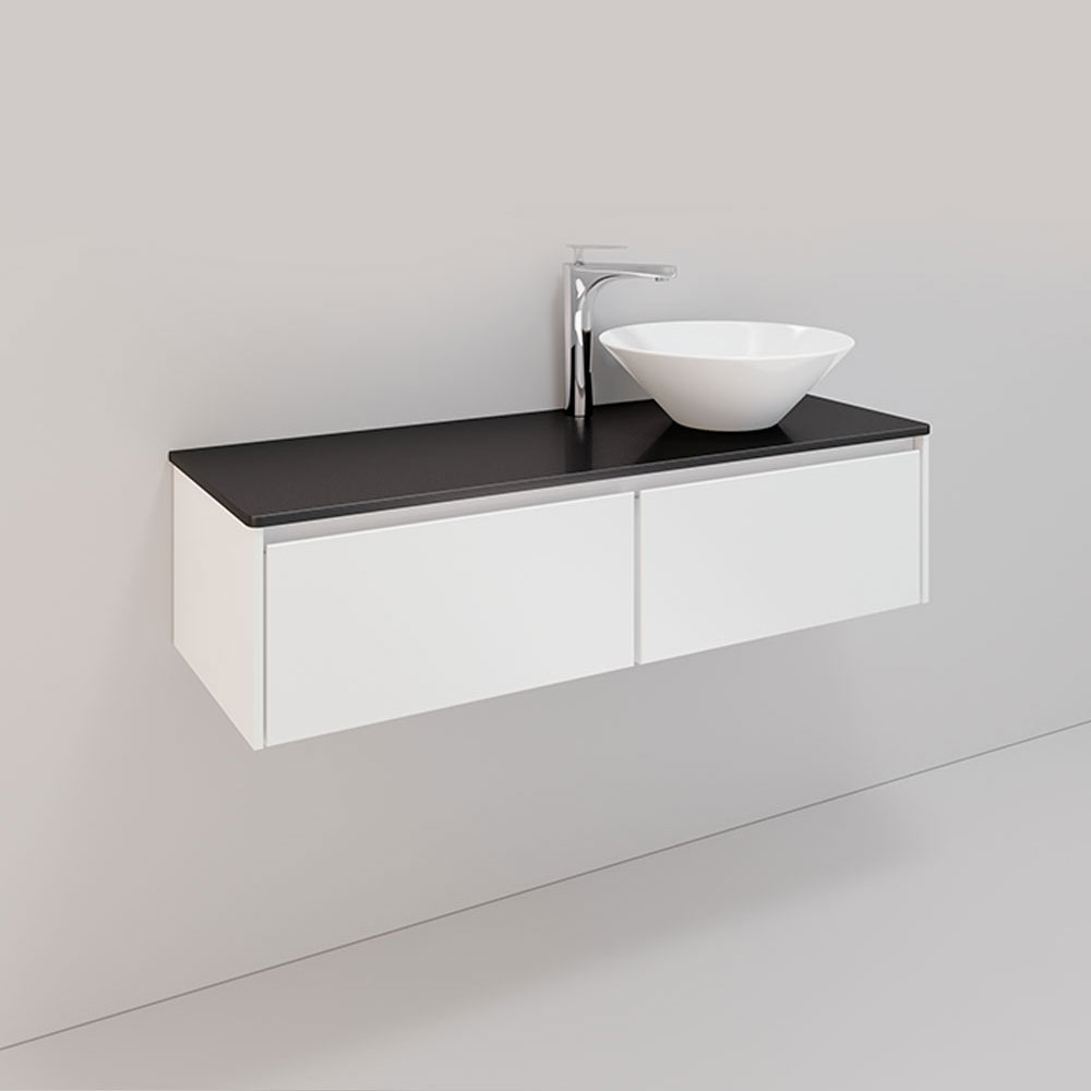 Tvättställsskåp Noro Lifestyle Concept 1200H Vit, 2 lådor, L BxH: 120x34,5 cm, 2 lådor, Tvättställ till höger