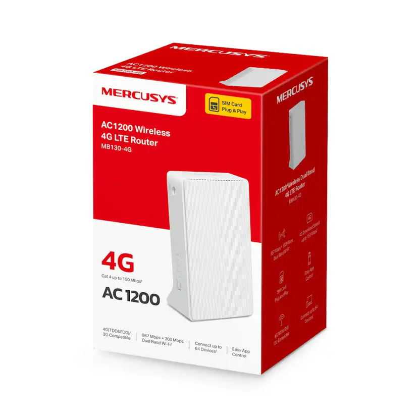 Router Mercusys MB130-4G AC1200 Wireless Dual Band 4g LTE