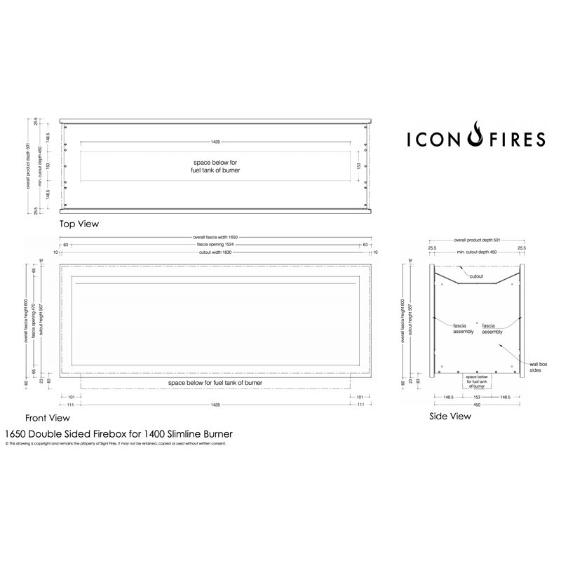 Etanolkamin Icon Fires Slimline Firebox FBDS