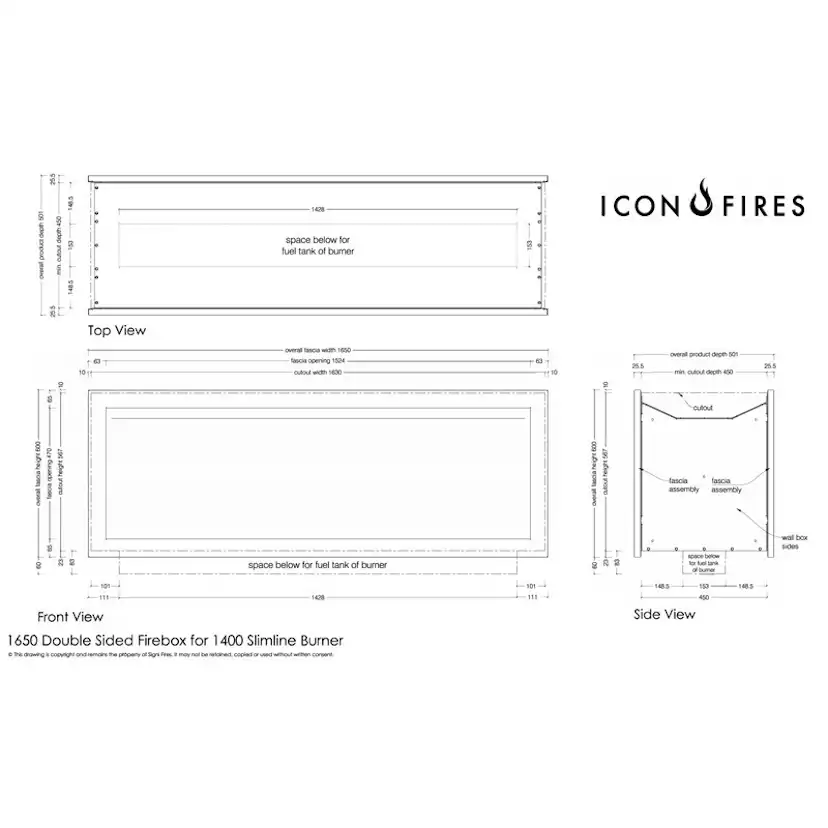 Etanolkamin Icon Fires Slimline Firebox FBDS
