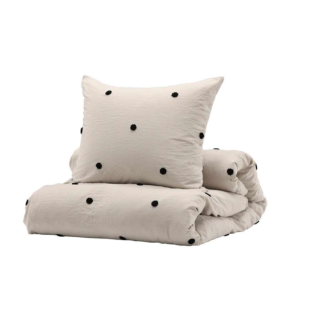 Loke Bedset Microfiber/tufted emd - Light Grey / Grå/Svart