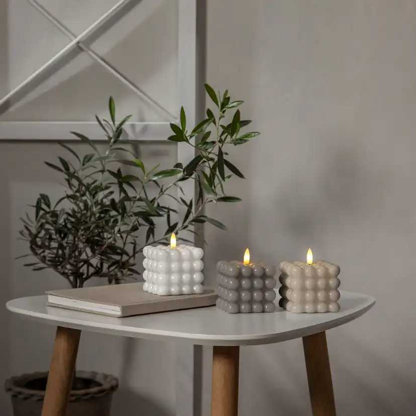 LED Blockljus Flamme Dot vit Vit