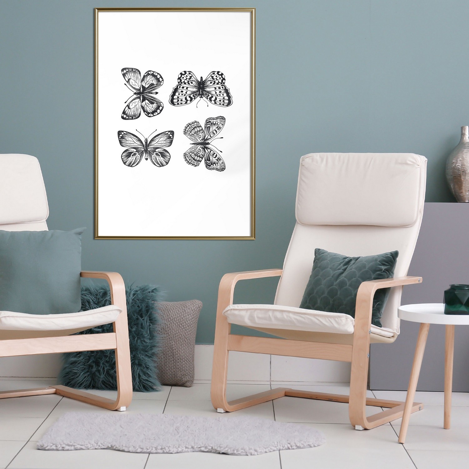 Poster Artgeist Affisch Four Butterflies