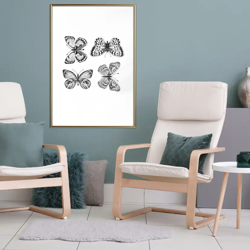 Poster Artgeist Affisch Four Butterflies