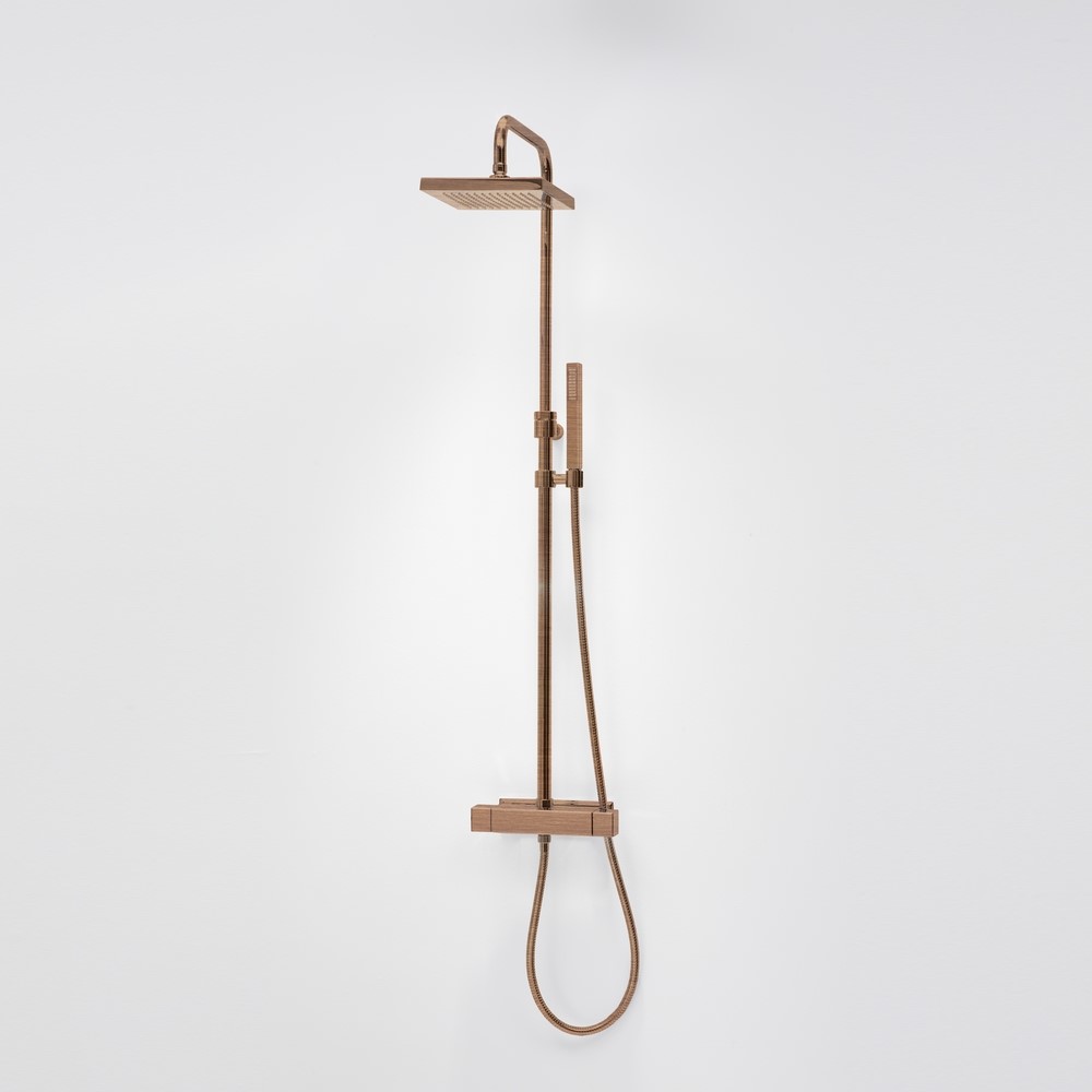 Kvadrat 220 Takduschset med Stonemix termostatblandare 160 c Koppar
