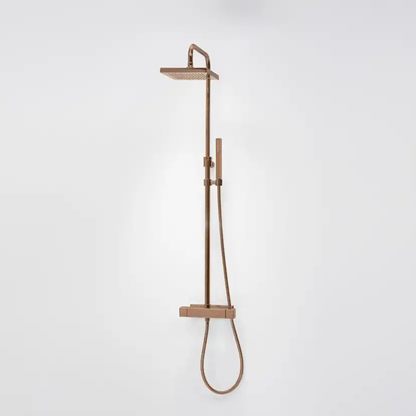 Kvadrat 220 Takduschset med Stonemix termostatblandare 160 c Koppar