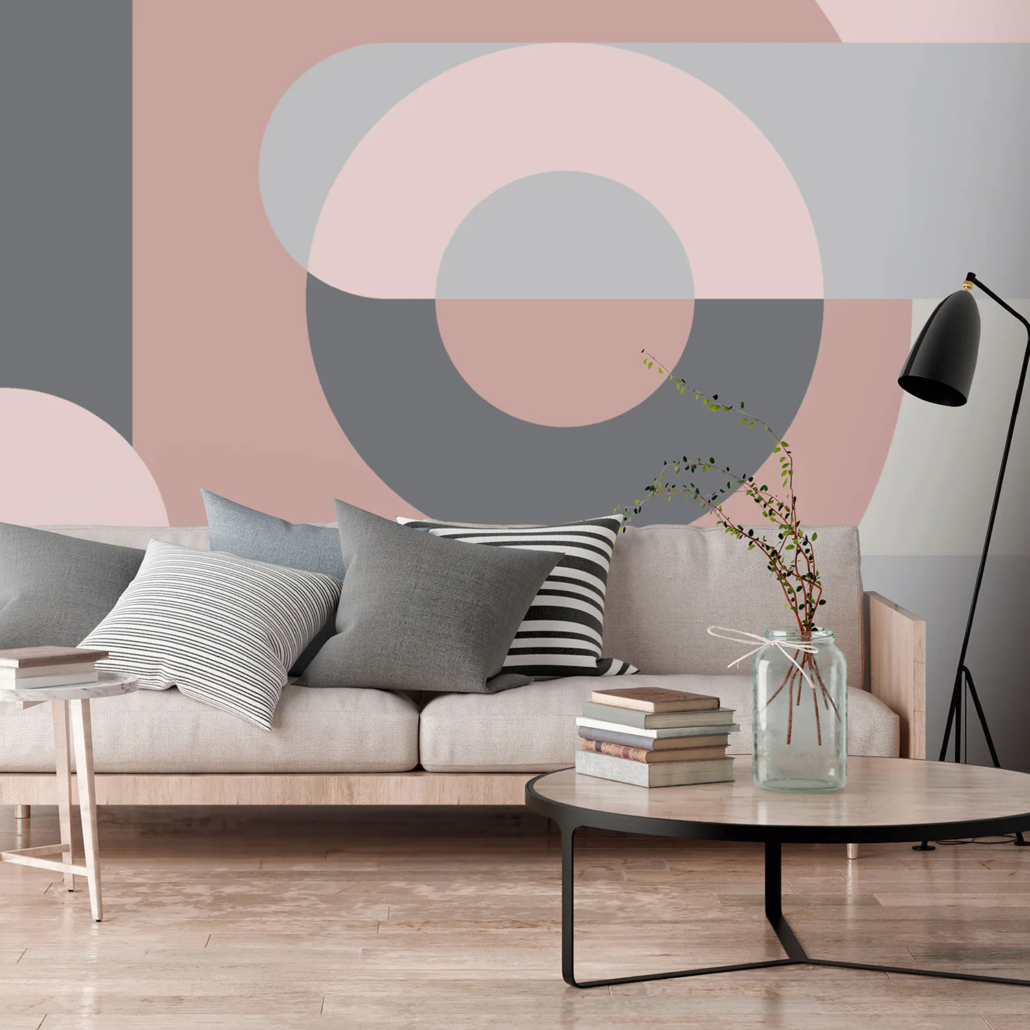 Fototapet Arkiio Geometric Wreath Rosa