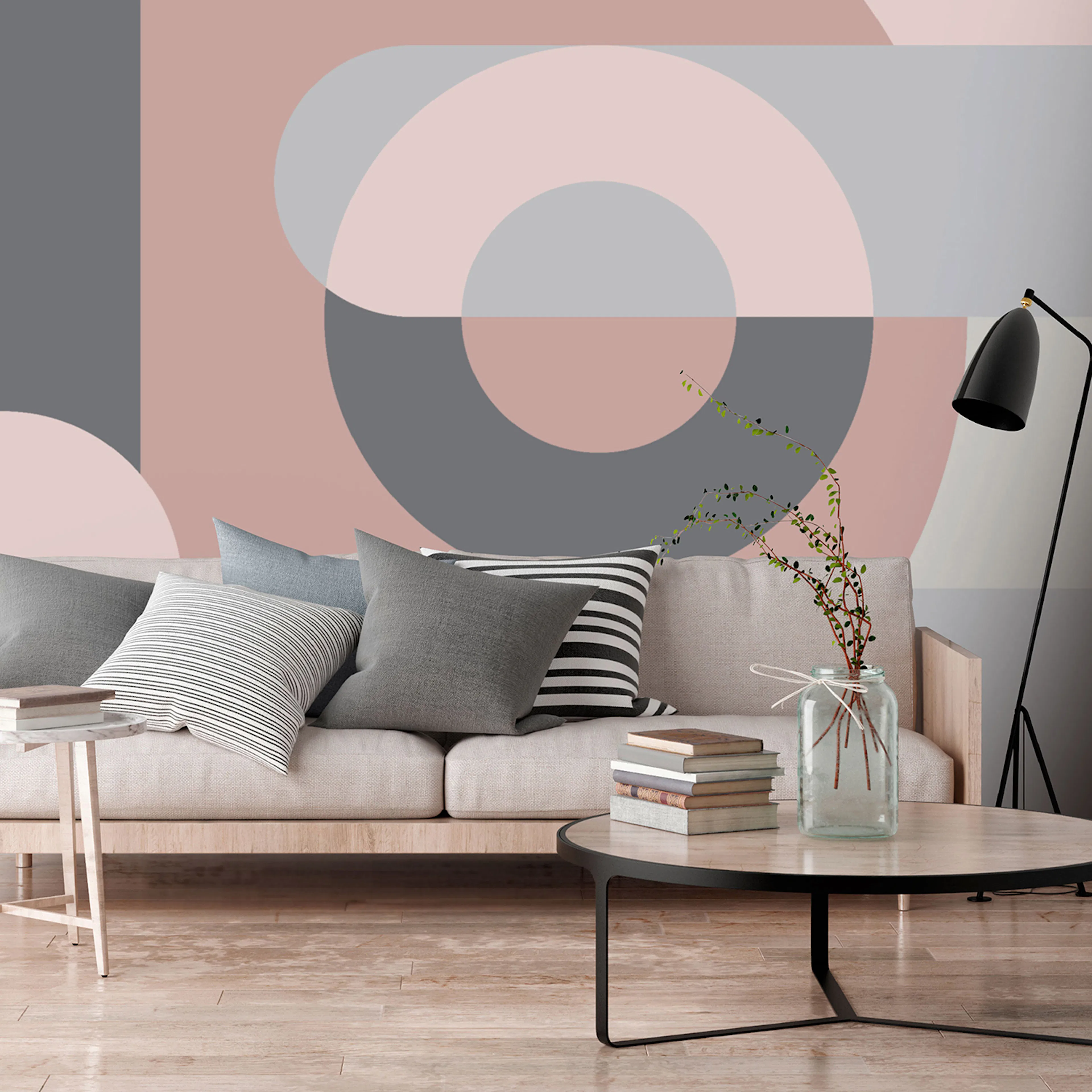 Fototapet Arkiio Geometric Wreath Rosa