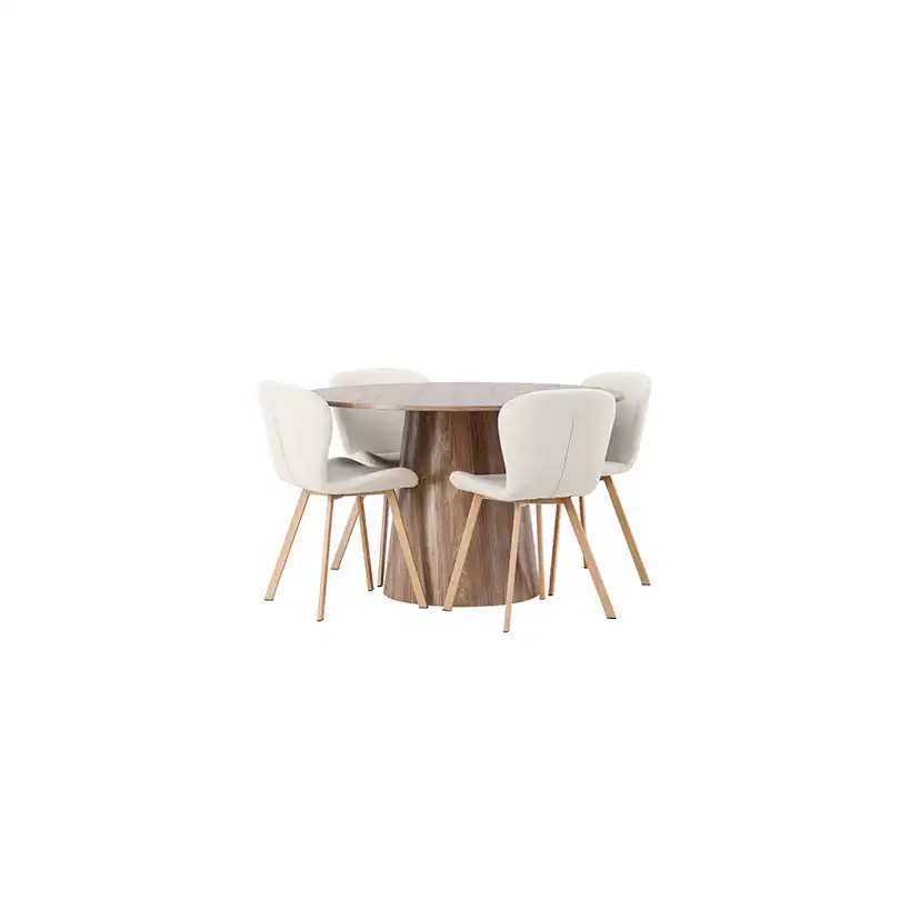 Matgrupp Venture Home Lanzo Ø120 cm med 4 st Lilja stolar