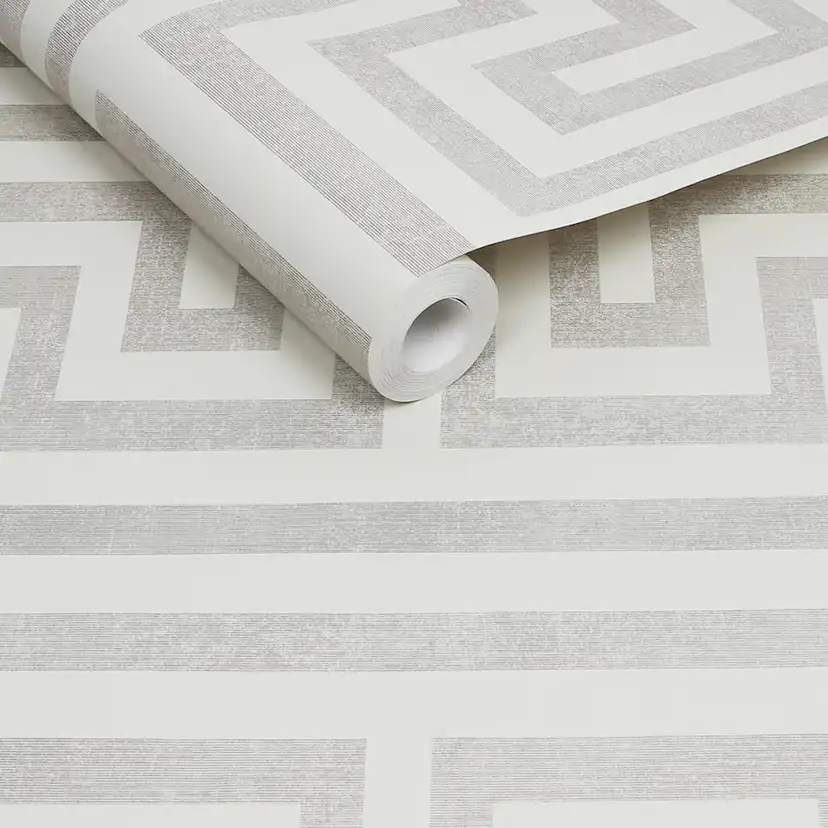 Tapet NEXT Metallic Greek Key Neutral