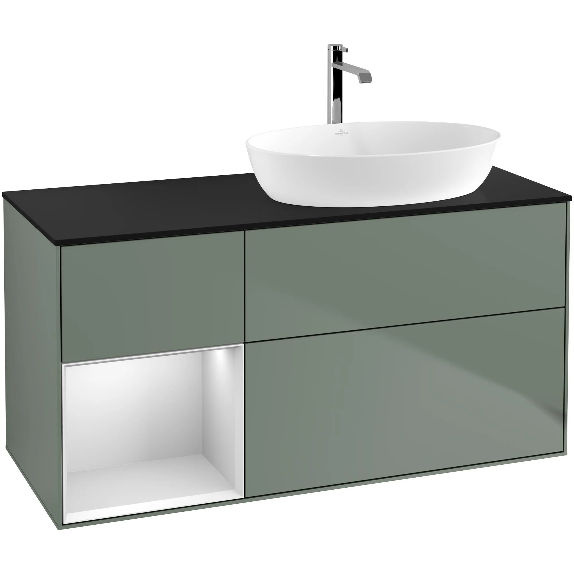 Tvättställsskåp Villeroy & Boch Finion med 3 Lådor Hylla och Bänkskiva för Ocentrerat Tvättställ från Artis & Collaro