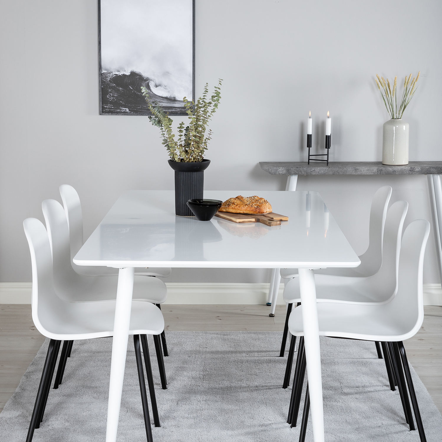 Polar table 180 cm -White top /Arctic Chair- White Plastic_6 Vit/Svart