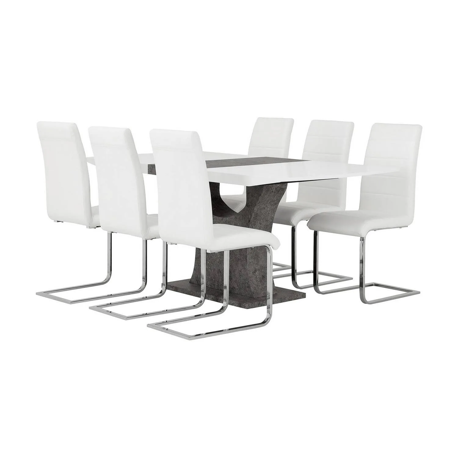 Matgrupp Concept 55 Azusa Rektangulärt Matbord 140-180 cm Förlängningsbartt med 6 Sorado Matstol