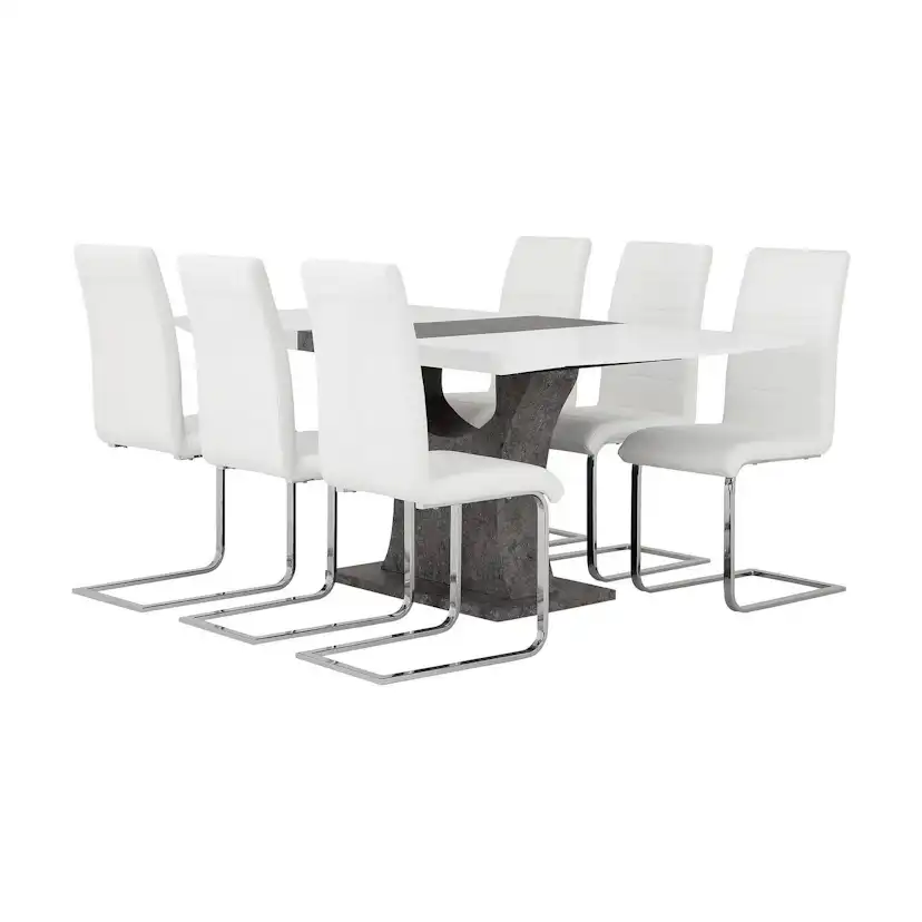 Matgrupp Concept 55 Azusa Rektangulärt Matbord 140-180 cm Förlängningsbartt med 6 Sorado Matstol