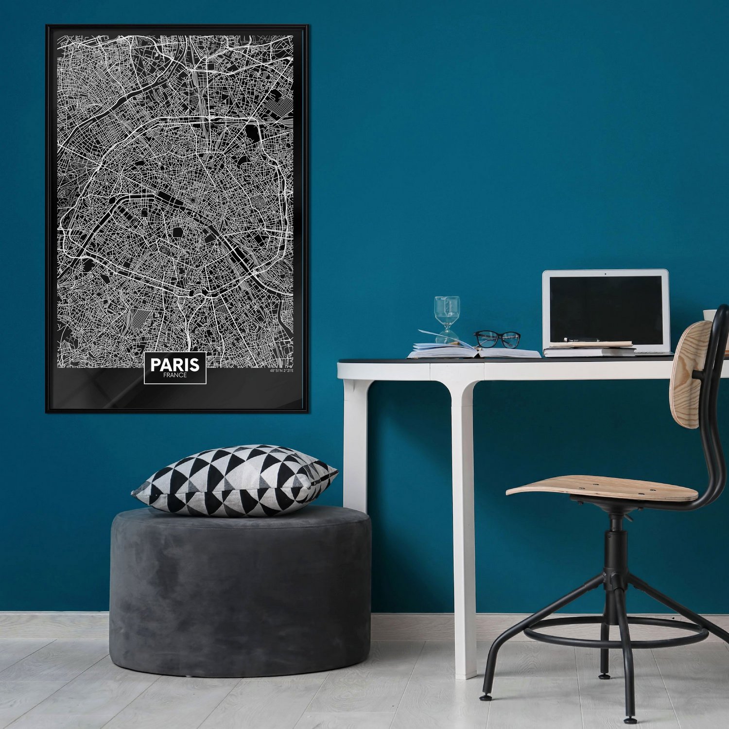 Poster Artgeist Affisch Dark Map of Paris