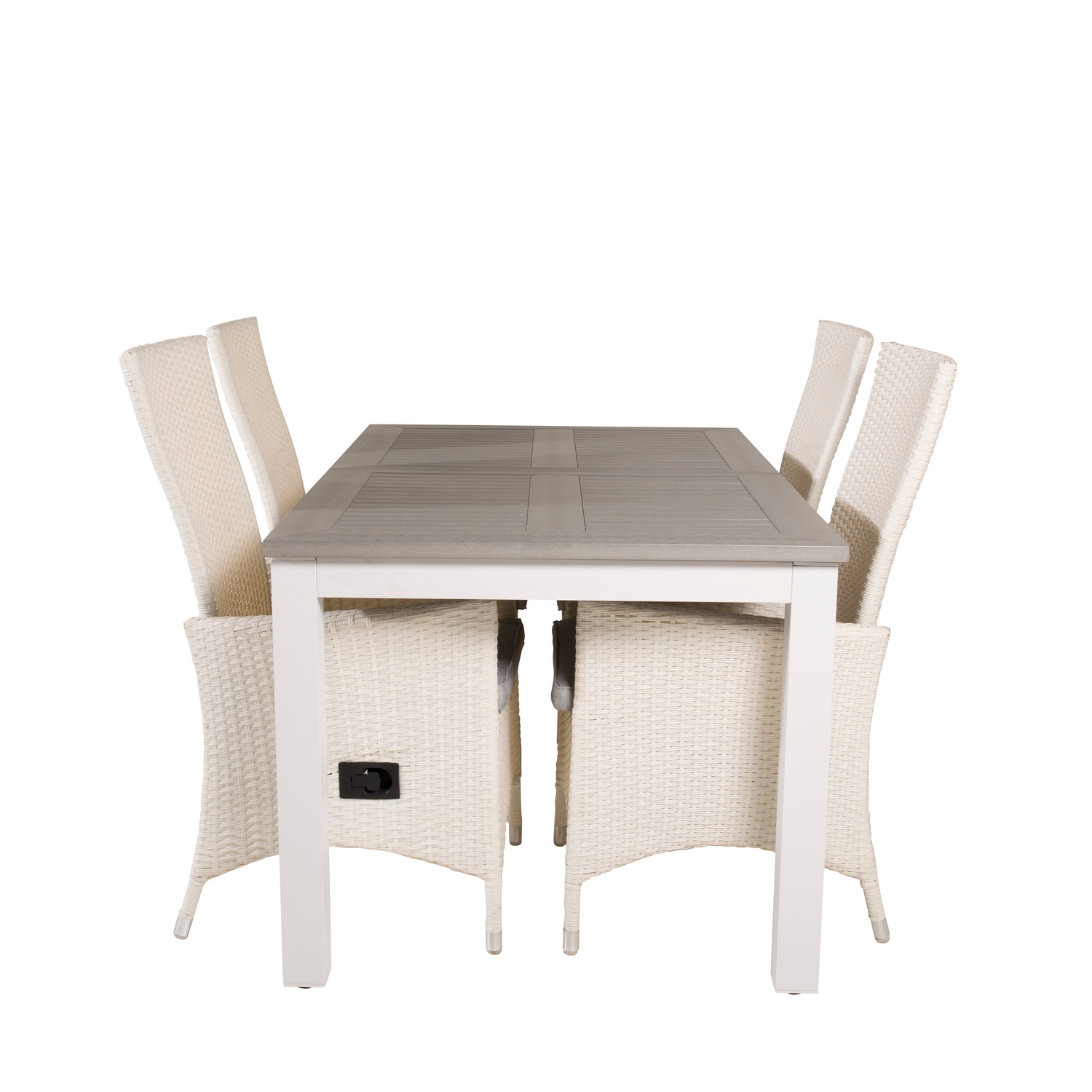 Albany Dining Table 152/210*90 - White Alu / Grey Aintwood+P Vit/Grå