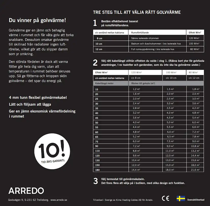 Golvvärmekabel Arredo