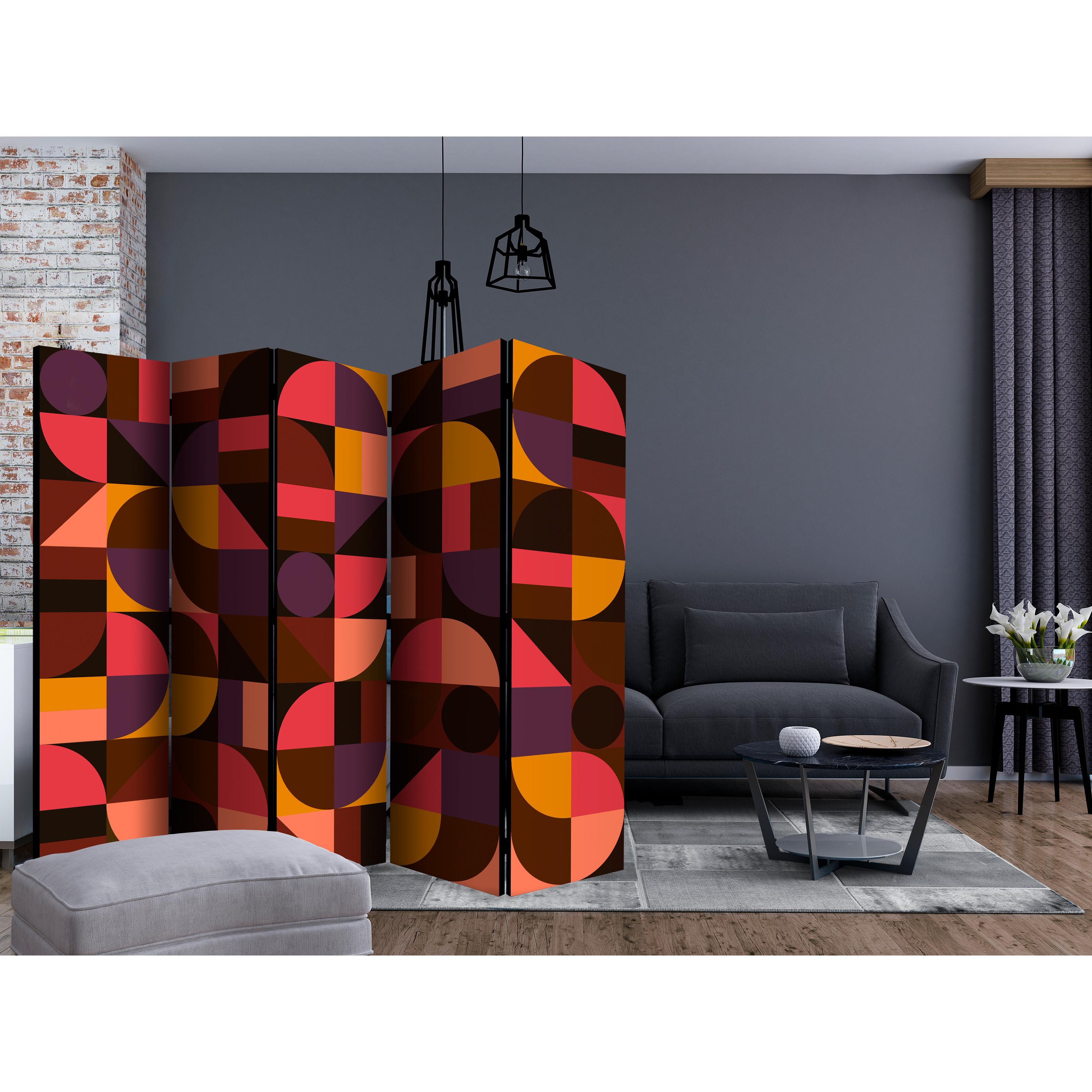 Rumsavdelare Skärmvägg Arkiio Geometric Mosaic Red II 225x172 cm