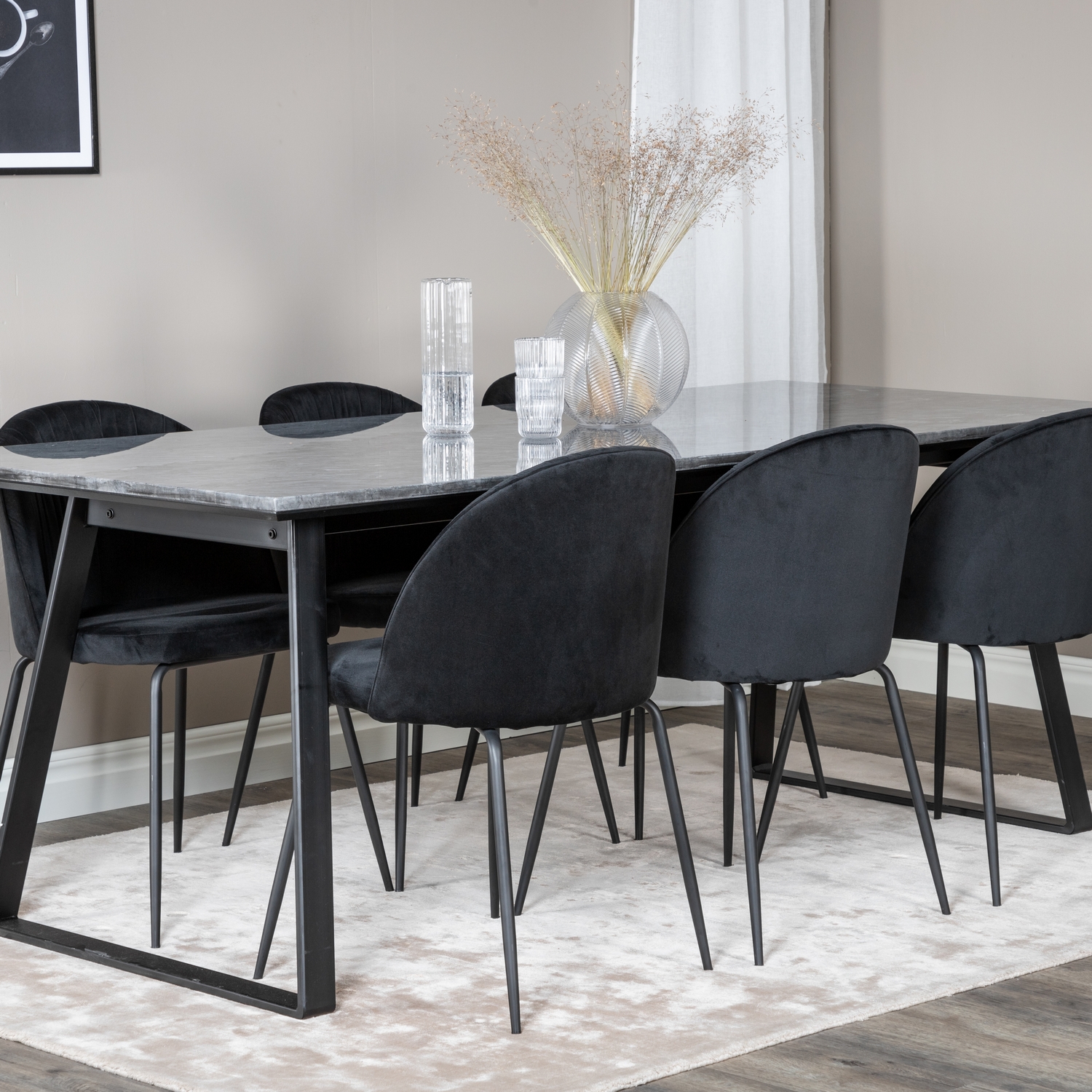 Matgrupp Venture Home Estelle med 6 Wrigley Stolar Sammet