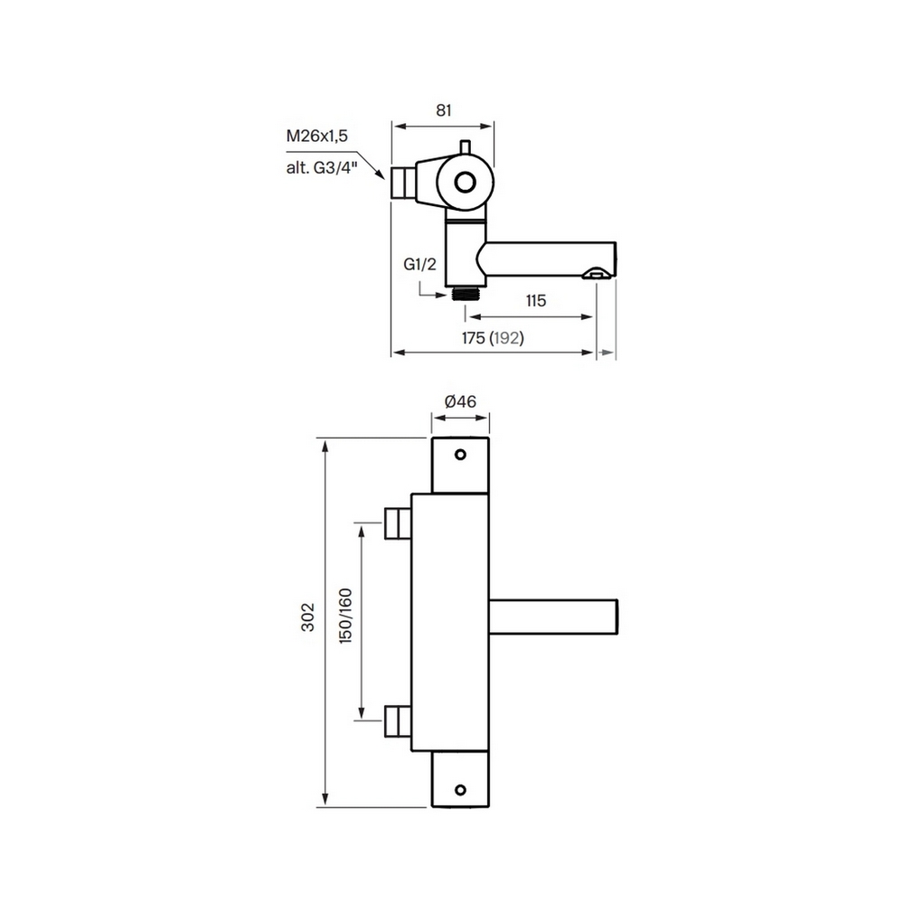 Badkarsblandare Tapwell EVM 022-150 Mässing