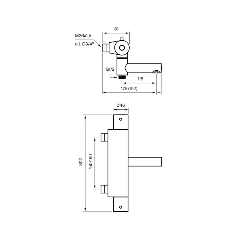 Badkarsblandare Tapwell EVM 022-150 Mässing