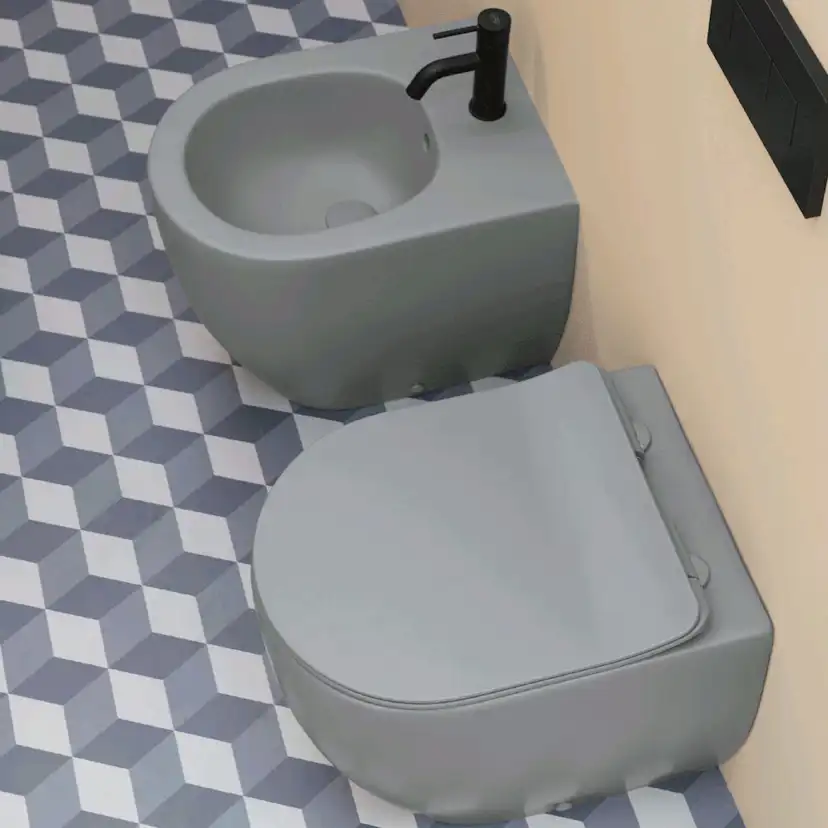 Vägghängd Toalettstol Lavabo Glomp Mini Rimless Mattgrå Matt Grå