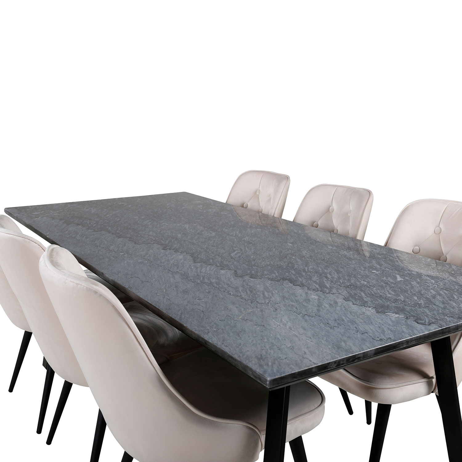 Estelle Dining Table 200*90*H76 - Black / Black, Velvet Delu Beige