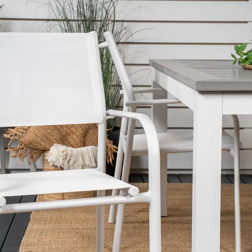 Albany Dining Table 152/210*90 - White Alu / Grey Aintwood+S Vit/Grå