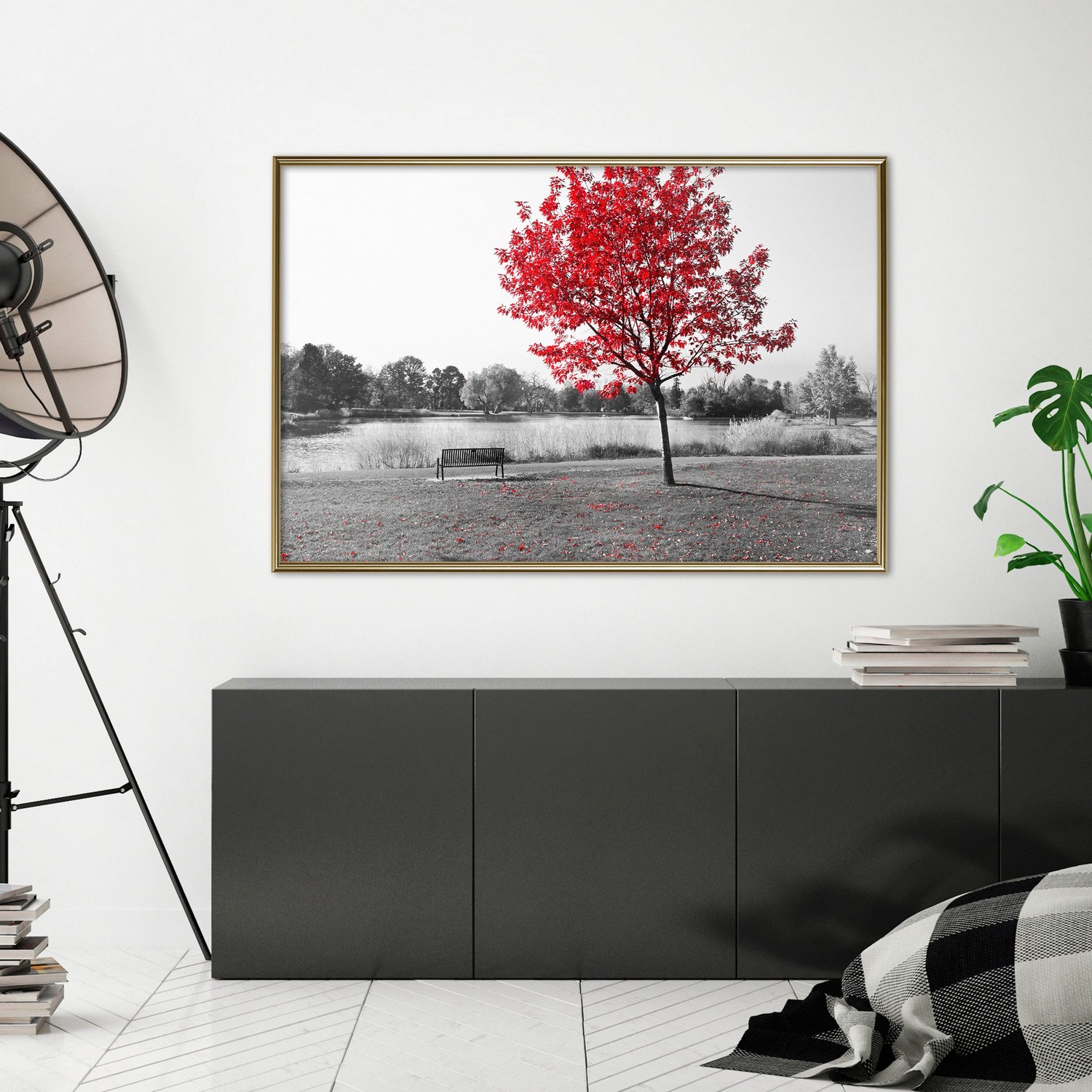 Affisch - Red Tree [Poster] 30x20 Guld ram, 30x20 cm