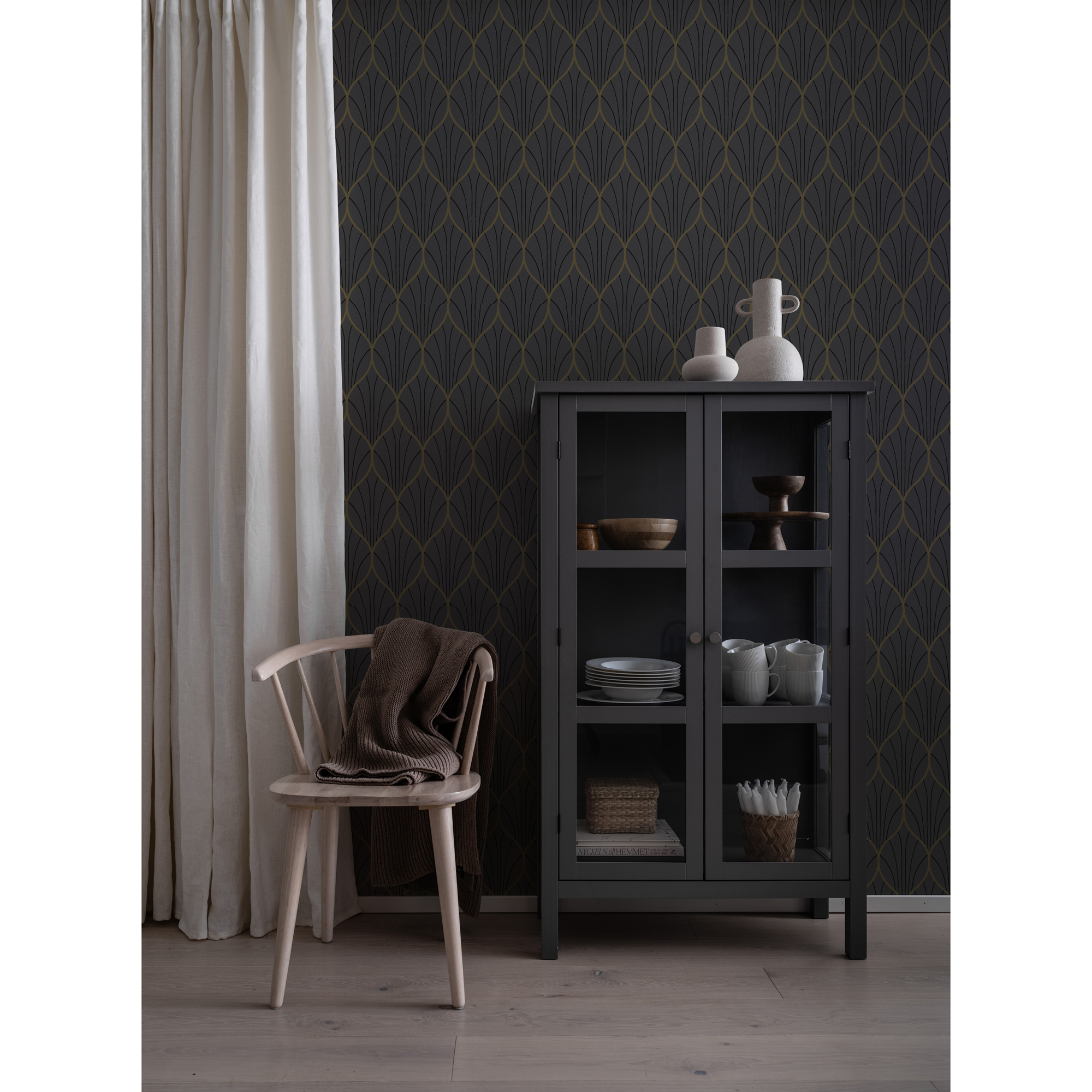Tapet Duro Art deco, Svart