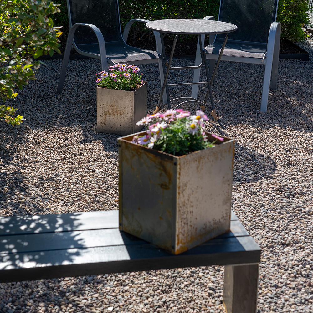 Parkbänk 2-pack bänkstativ corten Corten