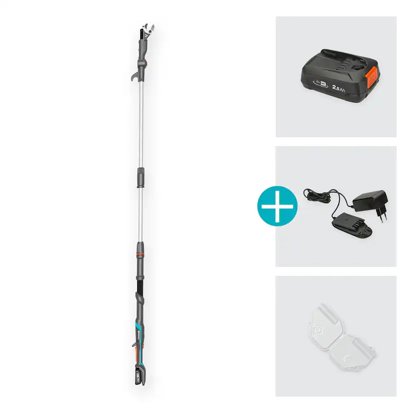Teleskopisk Stångsax Gardena HighCut 250 Batteri P4A Komplett med Batteri och Laddare