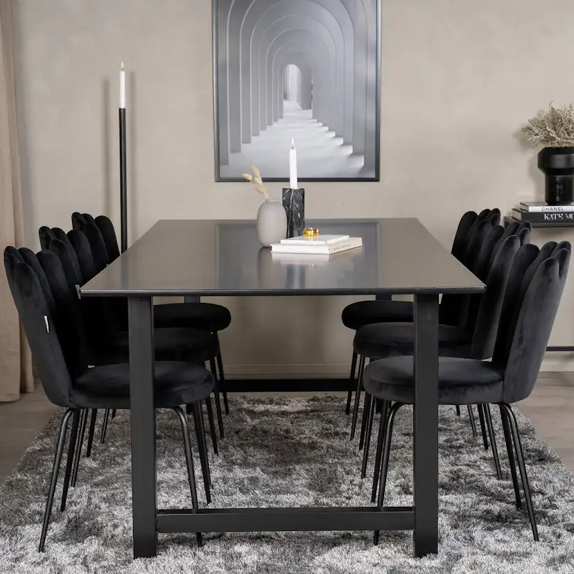 Count Matbord - Svart - 220*100*H75+Limhamn Light - Chair - Svart